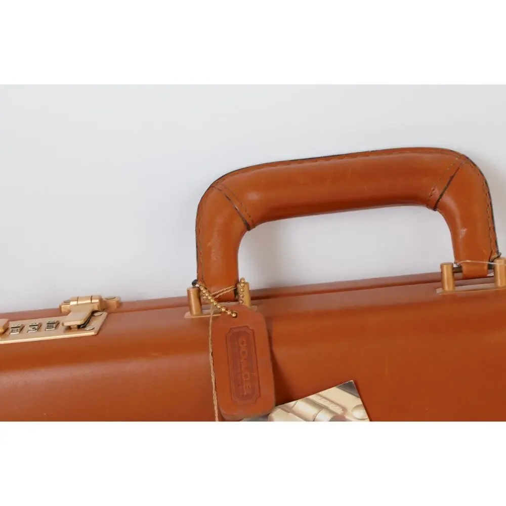 Vintage Coach Briefcase British Tan Leather Hardside Attache Presto Combination